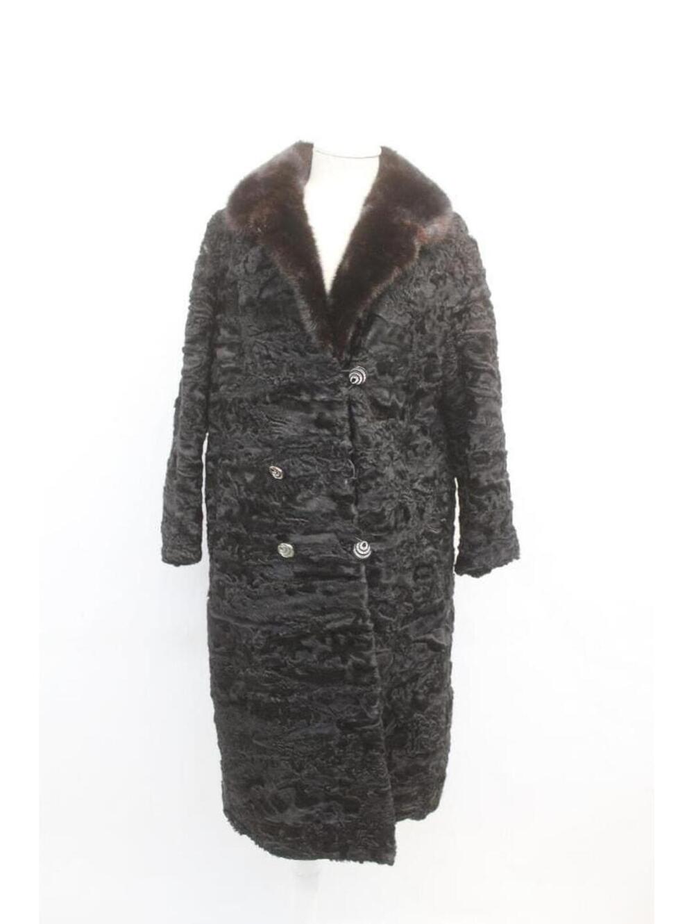 Scrap Item: Black Astrakhan Lamb & Mink Fur Coat Jacket Women Woman Size N/A
